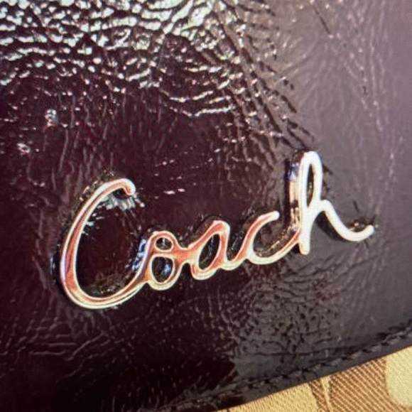 COACH Tan/Brown Ashley Signature Satin Satchel 2WAY Convertible Detachable Strap - Picture 14 of 14